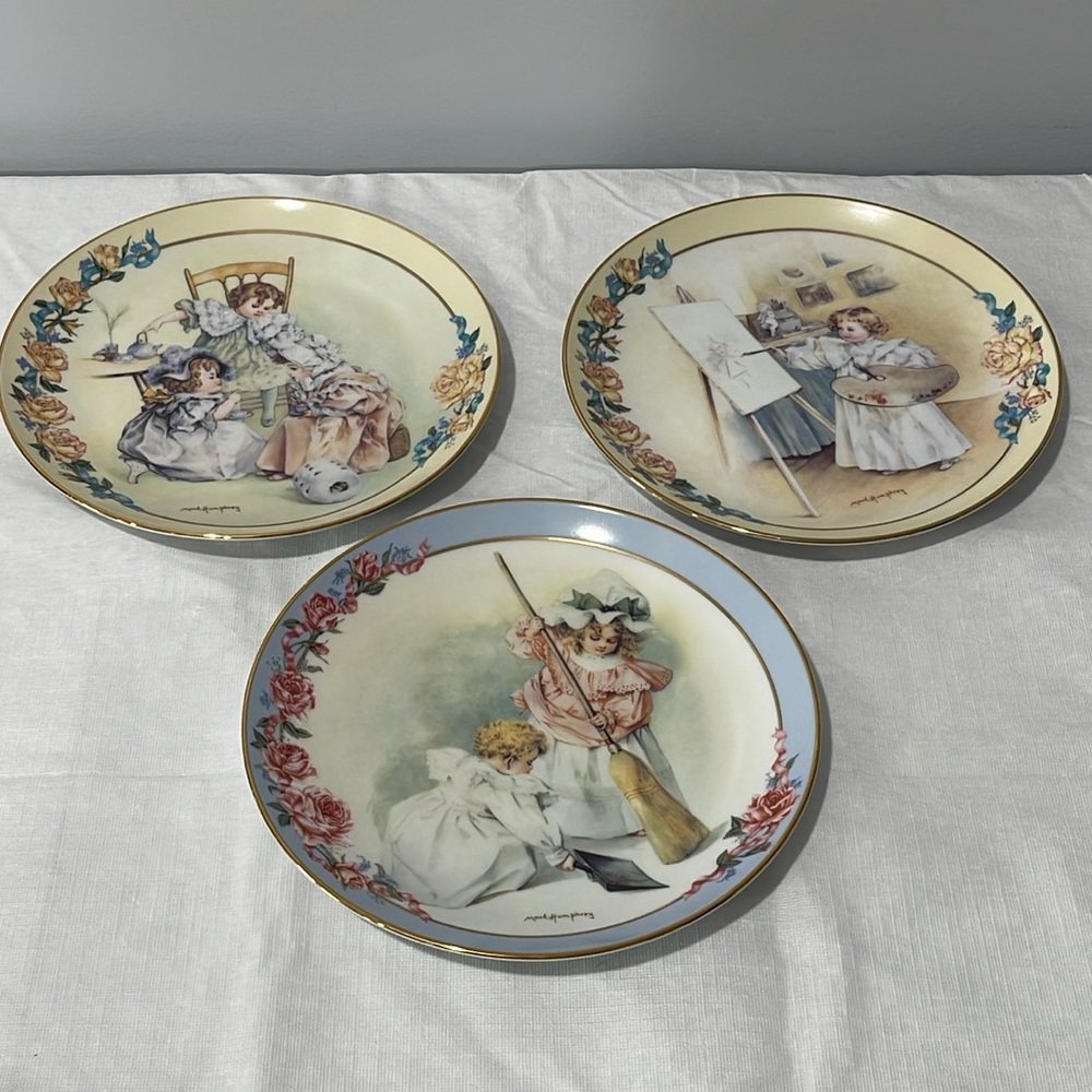Vintage 1990s Maud Humphrey Bogart Victorian Playtime Collection set of 3 plates